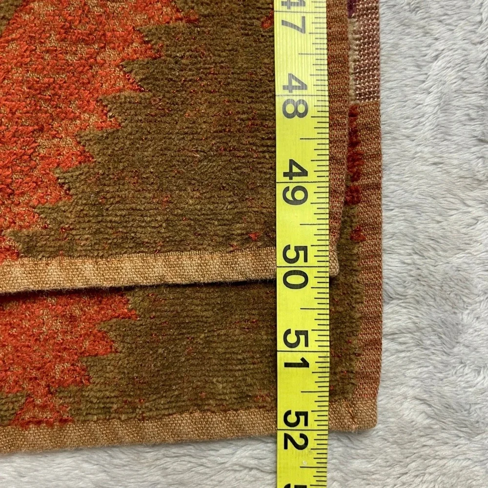 2 Vintage Southwestern Geometric Bath Towels Brown Aztec Desert Serrated Print
